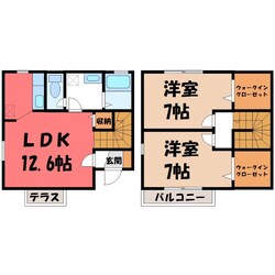 Ｄ’フレアタウン長宮 Ⅱの物件間取画像